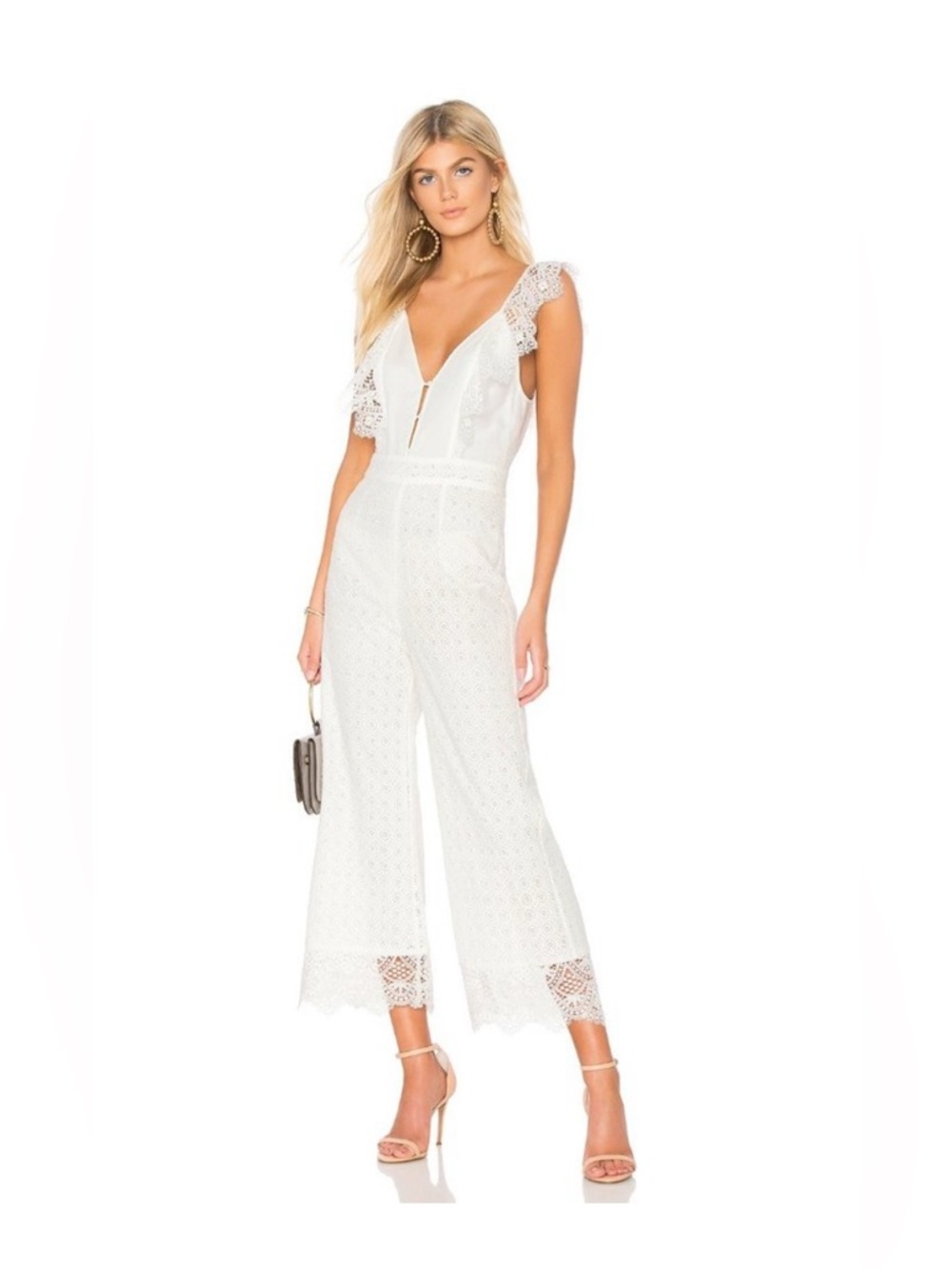 Nightcap White Lace V-Neck Jumpsuit